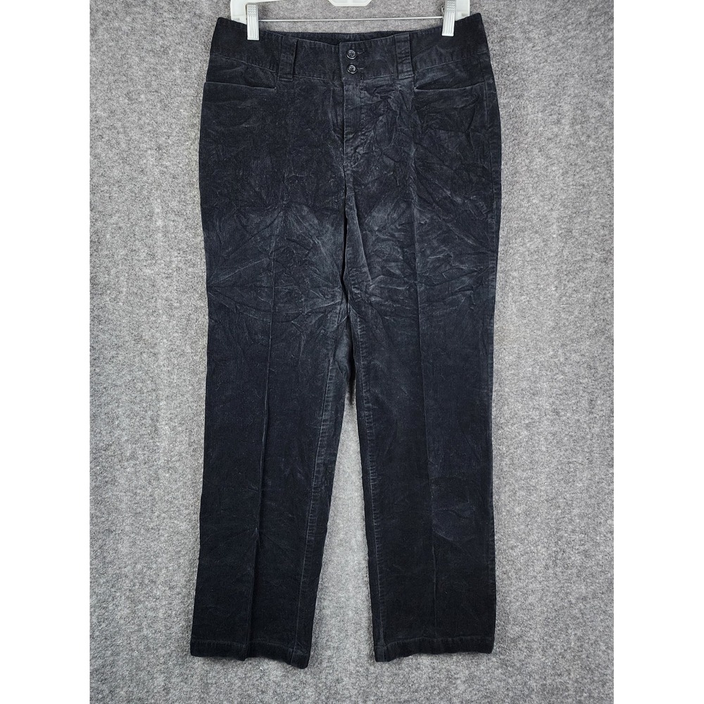 Dockers Corduroy Pants Women 10 Black Straight Leg Double Button Casual Classic
